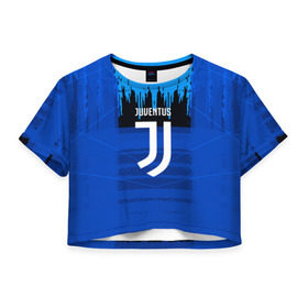 Женская футболка 3D укороченная с принтом FC Juventus color abstract в Белгороде, 100% полиэстер | круглая горловина, длина футболки до линии талии, рукава с отворотами | 