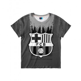 Детская футболка 3D с принтом FC Barcelona abstract color в Белгороде, 100% гипоаллергенный полиэфир | прямой крой, круглый вырез горловины, длина до линии бедер, чуть спущенное плечо, ткань немного тянется | 