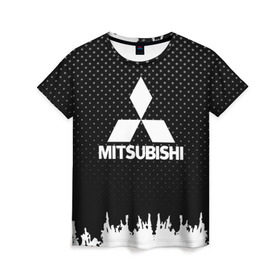 Женская футболка 3D с принтом Mitsubishi в Белгороде, 100% полиэфир ( синтетическое хлопкоподобное полотно) | прямой крой, круглый вырез горловины, длина до линии бедер |  машина | марка | митсубиси