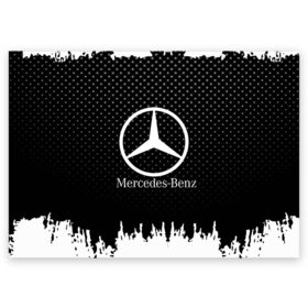 Поздравительная открытка с принтом Mercedes-Benz в Белгороде, 100% бумага | плотность бумаги 280 г/м2, матовая, на обратной стороне линовка и место для марки
 | auto | automobile | car | machine | mercedes | motor | motor car | sport car | автомашина | бренд | легковой автомобиль | марка | спортивный автомобиль | тачка