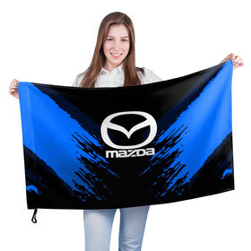 Флаг 3D с принтом MAZDA SPORT COLLECTION в Белгороде, 100% полиэстер | плотность ткани — 95 г/м2, размер — 67 х 109 см. Принт наносится с одной стороны | 