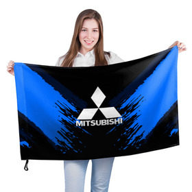 Флаг 3D с принтом MITSUBISHI SPORT COLLECTION в Белгороде, 100% полиэстер | плотность ткани — 95 г/м2, размер — 67 х 109 см. Принт наносится с одной стороны |  машина | марка | митсубиси