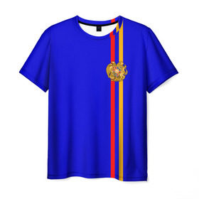 Мужская футболка 3D с принтом Армения, лента с гербом в Белгороде, 100% полиэфир | прямой крой, круглый вырез горловины, длина до линии бедер | armenia | арменин | армения | армяне | армянин | армянка | армянский | ереван | кавказ | кавказец | республика | северный