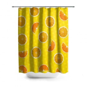 Штора 3D для ванной с принтом Апельсиновое настроение в Белгороде, 100% полиэстер | плотность материала — 100 г/м2. Стандартный размер — 146 см х 180 см. По верхнему краю — пластиковые люверсы для креплений. В комплекте 10 пластиковых колец | апельсин