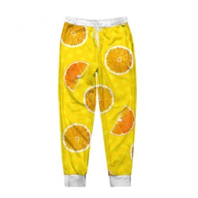 Мужские брюки 3D с принтом Апельсиновое настроение в Белгороде, 100% полиэстер | манжеты по низу, эластичный пояс регулируется шнурком, по бокам два кармана без застежек, внутренняя часть кармана из мелкой сетки | Тематика изображения на принте: апельсин
