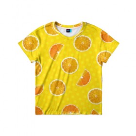 Детская футболка 3D с принтом Апельсиновое настроение в Белгороде, 100% гипоаллергенный полиэфир | прямой крой, круглый вырез горловины, длина до линии бедер, чуть спущенное плечо, ткань немного тянется | апельсин