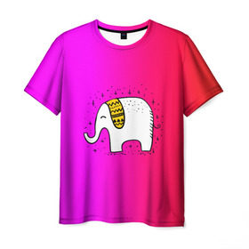 Мужская футболка 3D с принтом Радужный слоник в Белгороде, 100% полиэфир | прямой крой, круглый вырез горловины, длина до линии бедер | детские | животные | слон | слоник | слоны