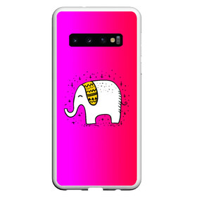 Чехол для Samsung Galaxy S10 с принтом Радужный слоник в Белгороде, Силикон | Область печати: задняя сторона чехла, без боковых панелей | Тематика изображения на принте: детские | животные | слон | слоник | слоны