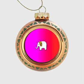 Стеклянный ёлочный шар с принтом Радужный слоник в Белгороде, Стекло | Диаметр: 80 мм | детские | животные | слон | слоник | слоны