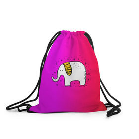 Рюкзак-мешок 3D с принтом Радужный слоник в Белгороде, 100% полиэстер | плотность ткани — 200 г/м2, размер — 35 х 45 см; лямки — толстые шнурки, застежка на шнуровке, без карманов и подкладки | Тематика изображения на принте: детские | животные | слон | слоник | слоны