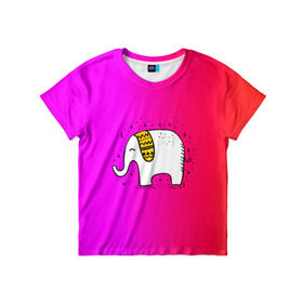 Детская футболка 3D с принтом Радужный слоник в Белгороде, 100% гипоаллергенный полиэфир | прямой крой, круглый вырез горловины, длина до линии бедер, чуть спущенное плечо, ткань немного тянется | детские | животные | слон | слоник | слоны