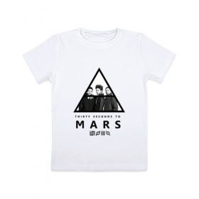 Детская футболка хлопок с принтом Thirty Seconds to Mars в Белгороде, 100% хлопок | круглый вырез горловины, полуприлегающий силуэт, длина до линии бедер | 30 seconds to mars | 30 секунд до марса | 30stm | thirty seconds to mars | джаред | лето | рок группа | шеннон