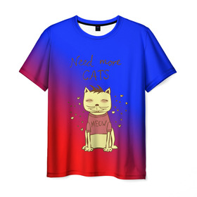 Мужская футболка 3D с принтом Нужен еще котик в Белгороде, 100% полиэфир | прямой крой, круглый вырез горловины, длина до линии бедер | cat | взгляд | кот | кот хипстер | котёнок | котятки | котятушки | кошечки | кошка | мордочка