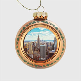 Стеклянный ёлочный шар с принтом Столица мира (Нью-Йорк) в Белгороде, Стекло | Диаметр: 80 мм | america | new york | usa | америка | каменные джунгли | нью йорк | сша