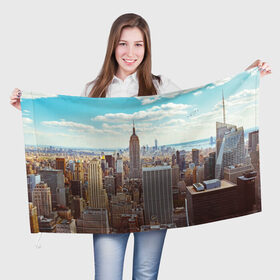 Флаг 3D с принтом Столица мира (Нью-Йорк) в Белгороде, 100% полиэстер | плотность ткани — 95 г/м2, размер — 67 х 109 см. Принт наносится с одной стороны | america | new york | usa | америка | каменные джунгли | нью йорк | сша