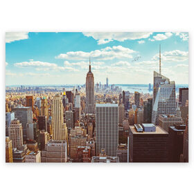 Поздравительная открытка с принтом Столица мира (Нью-Йорк) в Белгороде, 100% бумага | плотность бумаги 280 г/м2, матовая, на обратной стороне линовка и место для марки
 | america | new york | usa | америка | каменные джунгли | нью йорк | сша