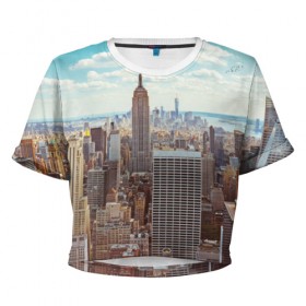 Женская футболка Cropp-top с принтом Столица мира (Нью-Йорк) в Белгороде, 100% полиэстер | круглая горловина, длина футболки до линии талии, рукава с отворотами | america | new york | usa | америка | каменные джунгли | нью йорк | сша