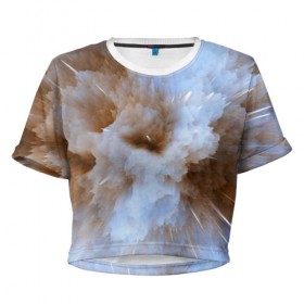 Женская футболка Cropp-top с принтом Кристализация в Белгороде, 100% полиэстер | круглая горловина, длина футболки до линии талии, рукава с отворотами | 