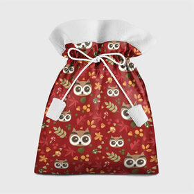 Подарочный 3D мешок с принтом Совушки в лесу в Белгороде, 100% полиэстер | Размер: 29*39 см | Тематика изображения на принте: owl | в лесу | глаза | красный | лес | сова | совушки | совы | хищник