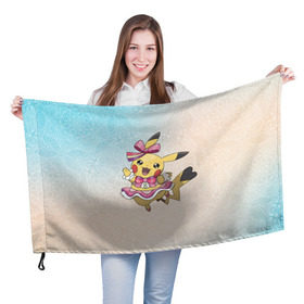 Флаг 3D с принтом Пикачу в Белгороде, 100% полиэстер | плотность ткани — 95 г/м2, размер — 67 х 109 см. Принт наносится с одной стороны | pokemon | мультфильм | пикачу | покемон | фэнтези