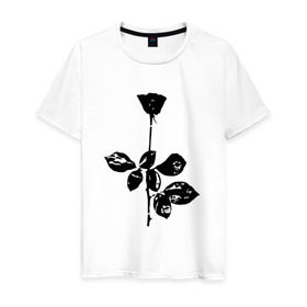 Мужская футболка хлопок с принтом Depeche Mode черная роза в Белгороде, 100% хлопок | прямой крой, круглый вырез горловины, длина до линии бедер, слегка спущенное плечо. | depeche mode | вестник моды | депеш мод | депешмод | дэйв гаан | мартин гор | роза | энди флетчер