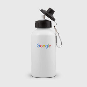 Бутылка спортивная с принтом Google в Белгороде, металл | емкость — 500 мл, в комплекте две пластиковые крышки и карабин для крепления | google