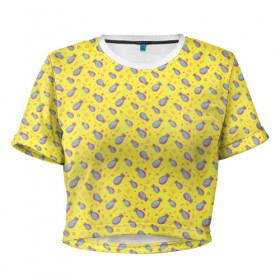 Женская футболка 3D укороченная с принтом Ананас в Белгороде, 100% полиэстер | круглая горловина, длина футболки до линии талии, рукава с отворотами | ананас | еда | фрукты