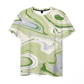 Мужская футболка 3D с принтом marble green в Белгороде, 100% полиэфир | прямой крой, круглый вырез горловины, длина до линии бедер | abstraction | color | marble | texture | абстракция | краска | краски | разводы | текстура | цвет