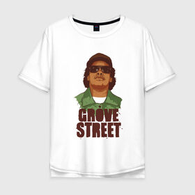 Мужская футболка хлопок Oversize с принтом grove street в Белгороде, 100% хлопок | свободный крой, круглый ворот, “спинка” длиннее передней части | eazy e | gta | raiders | san andreas | райдер