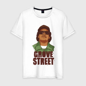 Мужская футболка хлопок с принтом grove street в Белгороде, 100% хлопок | прямой крой, круглый вырез горловины, длина до линии бедер, слегка спущенное плечо. | eazy e | gta | raiders | san andreas | райдер
