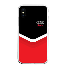 Чехол для iPhone XS Max матовый с принтом Audi Black & Red в Белгороде, Силикон | Область печати: задняя сторона чехла, без боковых панелей | audi | ауди | кольца | красный | машина | черный