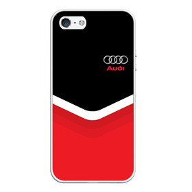 Чехол для iPhone 5/5S матовый с принтом Audi Black & Red в Белгороде, Силикон | Область печати: задняя сторона чехла, без боковых панелей | audi | ауди | кольца | красный | машина | черный