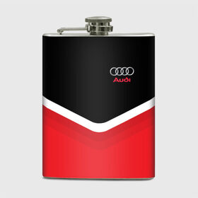 Фляга с принтом Audi Black & Red в Белгороде, металлический корпус | емкость 0,22 л, размер 125 х 94 мм. Виниловая наклейка запечатывается полностью | audi | ауди | кольца | красный | машина | черный
