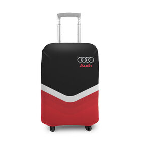 Чехол для чемодана 3D с принтом Audi Black & Red в Белгороде, 86% полиэфир, 14% спандекс | двустороннее нанесение принта, прорези для ручек и колес | audi | ауди | кольца | красный | машина | черный