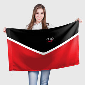 Флаг 3D с принтом Audi Black & Red в Белгороде, 100% полиэстер | плотность ткани — 95 г/м2, размер — 67 х 109 см. Принт наносится с одной стороны | audi | ауди | кольца | красный | машина | черный