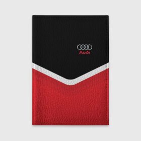 Обложка для автодокументов с принтом Audi Black & Red в Белгороде, натуральная кожа |  размер 19,9*13 см; внутри 4 больших “конверта” для документов и один маленький отдел — туда идеально встанут права | audi | ауди | кольца | красный | машина | черный