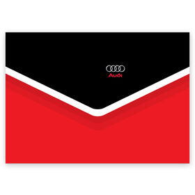 Поздравительная открытка с принтом Audi Black & Red в Белгороде, 100% бумага | плотность бумаги 280 г/м2, матовая, на обратной стороне линовка и место для марки
 | audi | ауди | кольца | красный | машина | черный