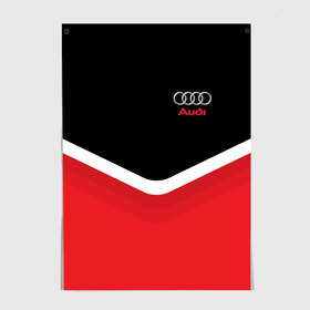 Постер с принтом Audi Black & Red в Белгороде, 100% бумага
 | бумага, плотность 150 мг. Матовая, но за счет высокого коэффициента гладкости имеет небольшой блеск и дает на свету блики, но в отличии от глянцевой бумаги не покрыта лаком | audi | ауди | кольца | красный | машина | черный