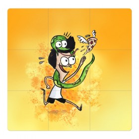 Магнитный плакат 3Х3 с принтом Sanjay, Craig and pizza в Белгороде, Полимерный материал с магнитным слоем | 9 деталей размером 9*9 см | sanjay and craig | крейг | мультфильм | санджей