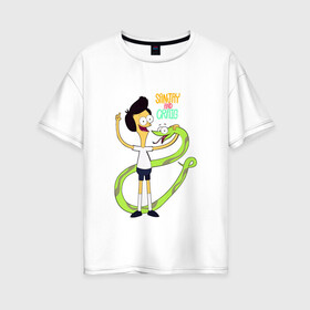 Женская футболка хлопок Oversize с принтом Санджей и Крейг в Белгороде, 100% хлопок | свободный крой, круглый ворот, спущенный рукав, длина до линии бедер
 | sanjay and craig | крейг | мультфильм | санджей
