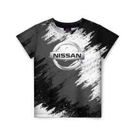 Детская футболка 3D с принтом Nissan в Белгороде, 100% гипоаллергенный полиэфир | прямой крой, круглый вырез горловины, длина до линии бедер, чуть спущенное плечо, ткань немного тянется | motor | nissan | авто | лого | машина | ниссан | тачка
