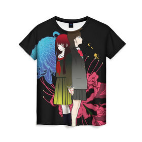 Женская футболка 3D с принтом Адская девочка в Белгороде, 100% полиэфир ( синтетическое хлопкоподобное полотно) | прямой крой, круглый вырез горловины, длина до линии бедер | ai enma | anime | hell girl | jigoku shoujo | адская девочка | аниме