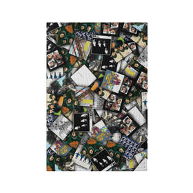 Обложка для паспорта матовая кожа с принтом The Beatles. Дискография в Белгороде, натуральная матовая кожа | размер 19,3 х 13,7 см; прозрачные пластиковые крепления | джон леннон | джордж харрисон | паттерн | пол маккартни | ринго старр