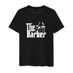 Мужская футболка хлопок с принтом The Barber godfather в Белгороде, 100% хлопок | прямой крой, круглый вырез горловины, длина до линии бедер, слегка спущенное плечо. | Тематика изображения на принте: barber | barbershop | hair | style | барбер | барбершоп | стиль