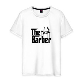 Мужская футболка хлопок с принтом The Barber godfather black в Белгороде, 100% хлопок | прямой крой, круглый вырез горловины, длина до линии бедер, слегка спущенное плечо. | 