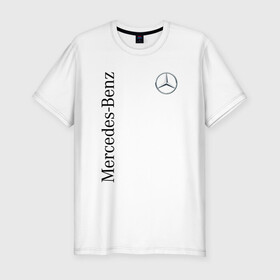 Мужская футболка хлопок Slim с принтом Mercedes-Benz в Белгороде, 92% хлопок, 8% лайкра | приталенный силуэт, круглый вырез ворота, длина до линии бедра, короткий рукав | benz | mercedes | авто | автомобиль | бенз | мерседес