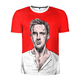 Мужская футболка 3D спортивная с принтом Райан Гослинг_3 в Белгороде, 100% полиэстер с улучшенными характеристиками | приталенный силуэт, круглая горловина, широкие плечи, сужается к линии бедра | ryan gosling | актер | райан гослинг