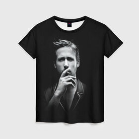 Женская футболка 3D с принтом Ryan Gosling в Белгороде, 100% полиэфир ( синтетическое хлопкоподобное полотно) | прямой крой, круглый вырез горловины, длина до линии бедер | ryan gosling | актер | райан гослинг