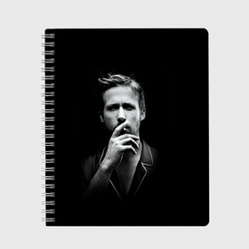 Тетрадь с принтом Ryan Gosling в Белгороде, 100% бумага | 48 листов, плотность листов — 60 г/м2, плотность картонной обложки — 250 г/м2. Листы скреплены сбоку удобной пружинной спиралью. Уголки страниц и обложки скругленные. Цвет линий — светло-серый
 | Тематика изображения на принте: ryan gosling | актер | райан гослинг