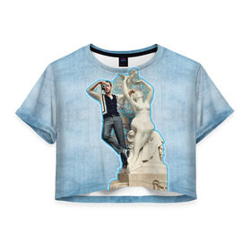 Женская футболка 3D укороченная с принтом Райан Гослинг_11 в Белгороде, 100% полиэстер | круглая горловина, длина футболки до линии талии, рукава с отворотами | ryan gosling | актер | райан гослинг